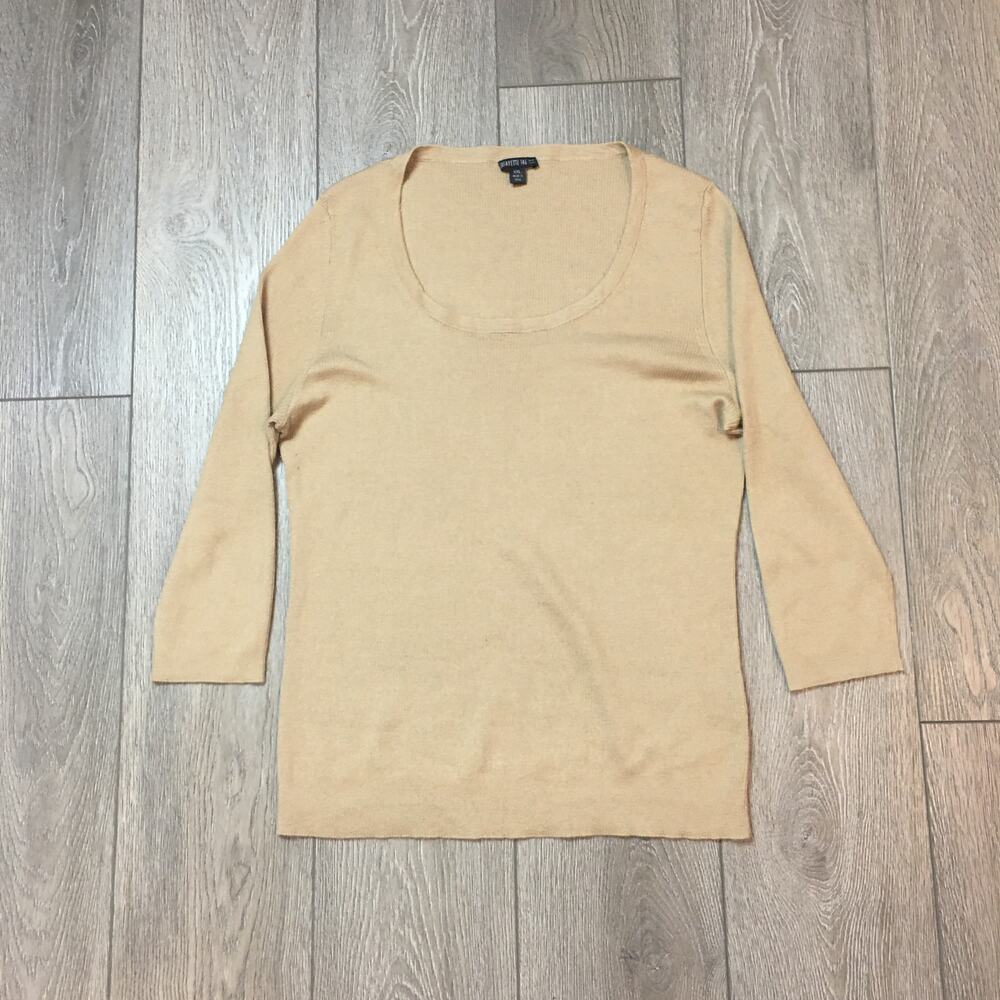Lafayette 148 New York Cashmere Silk Blend scoopneck quarter sleeve women XXL